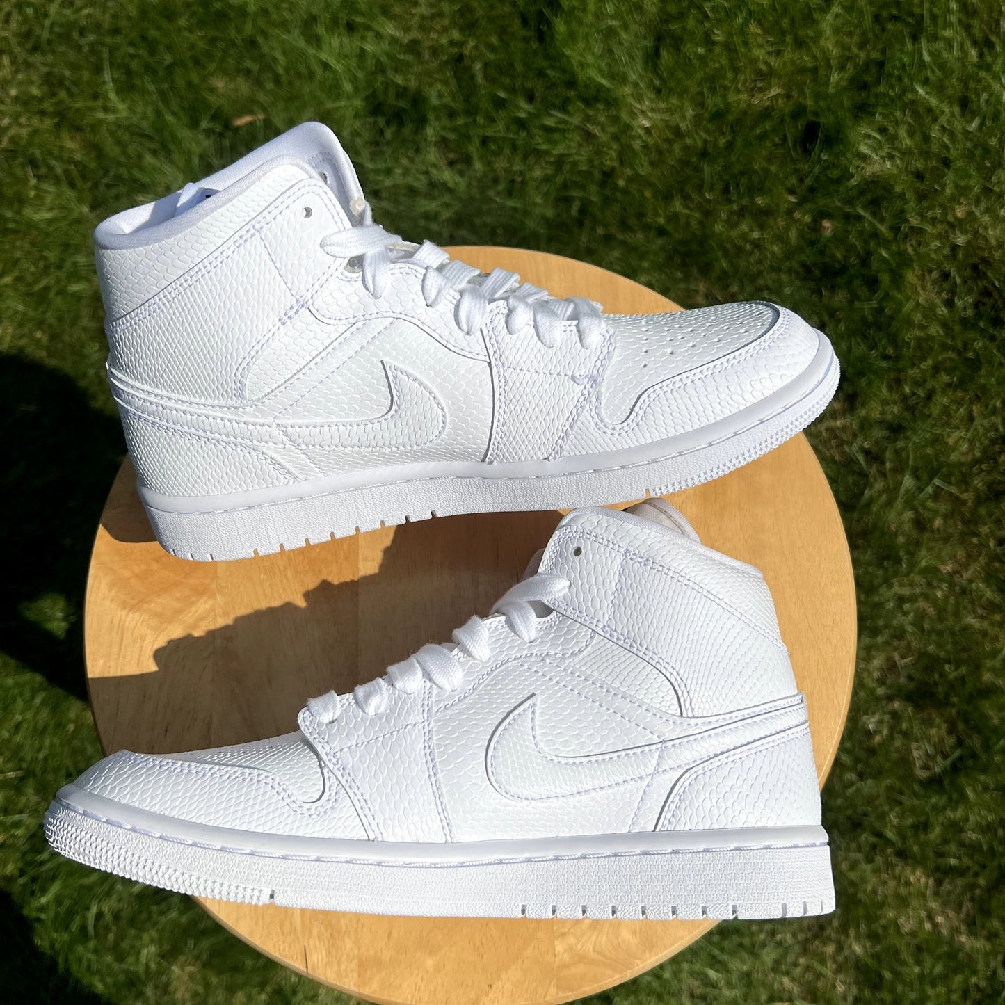 Wmns Air Jordan 1 Mid White Snakeskin Women's Shoes - Size 8