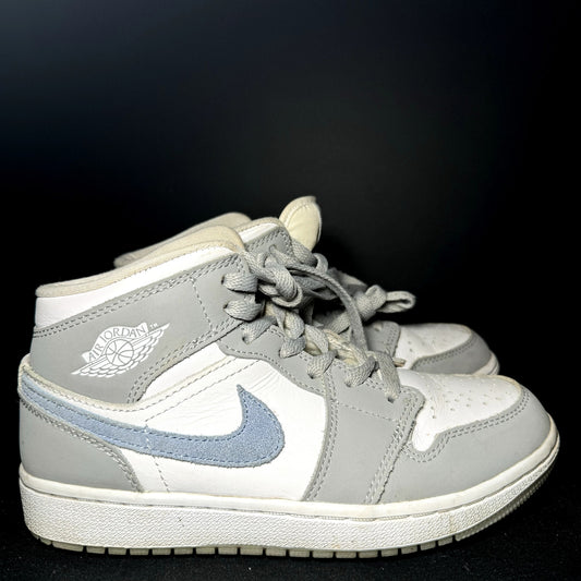 Air Jordan 1 Mid Wolf Grey Aluminum Women's Shoes -  - Size 5.5