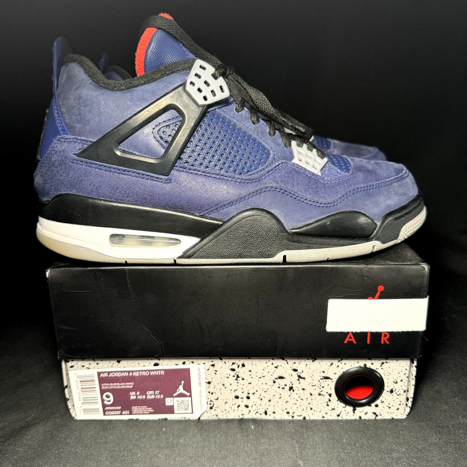 Air Jordan 4 Retro Winter Loyal Blue 2019 Men's Shoes  - Size 9