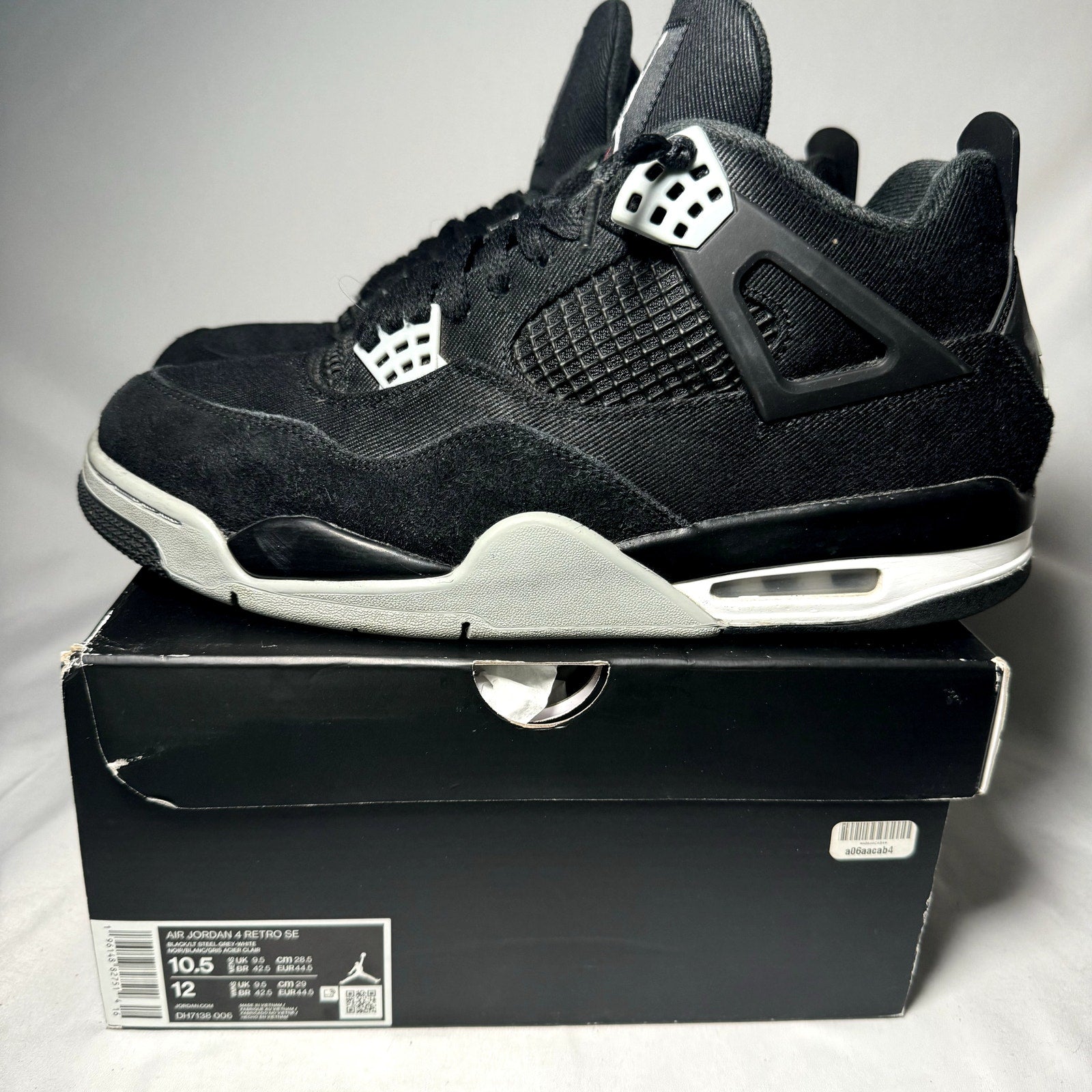 Air Jordan 4 Retro SE Black Canvas Men's Shoes - Size 10.5