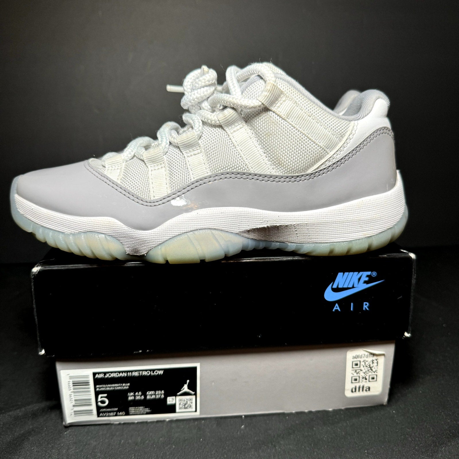 Air Jordan 11 Retro Low Cement Grey Kids Shoes - Size 5