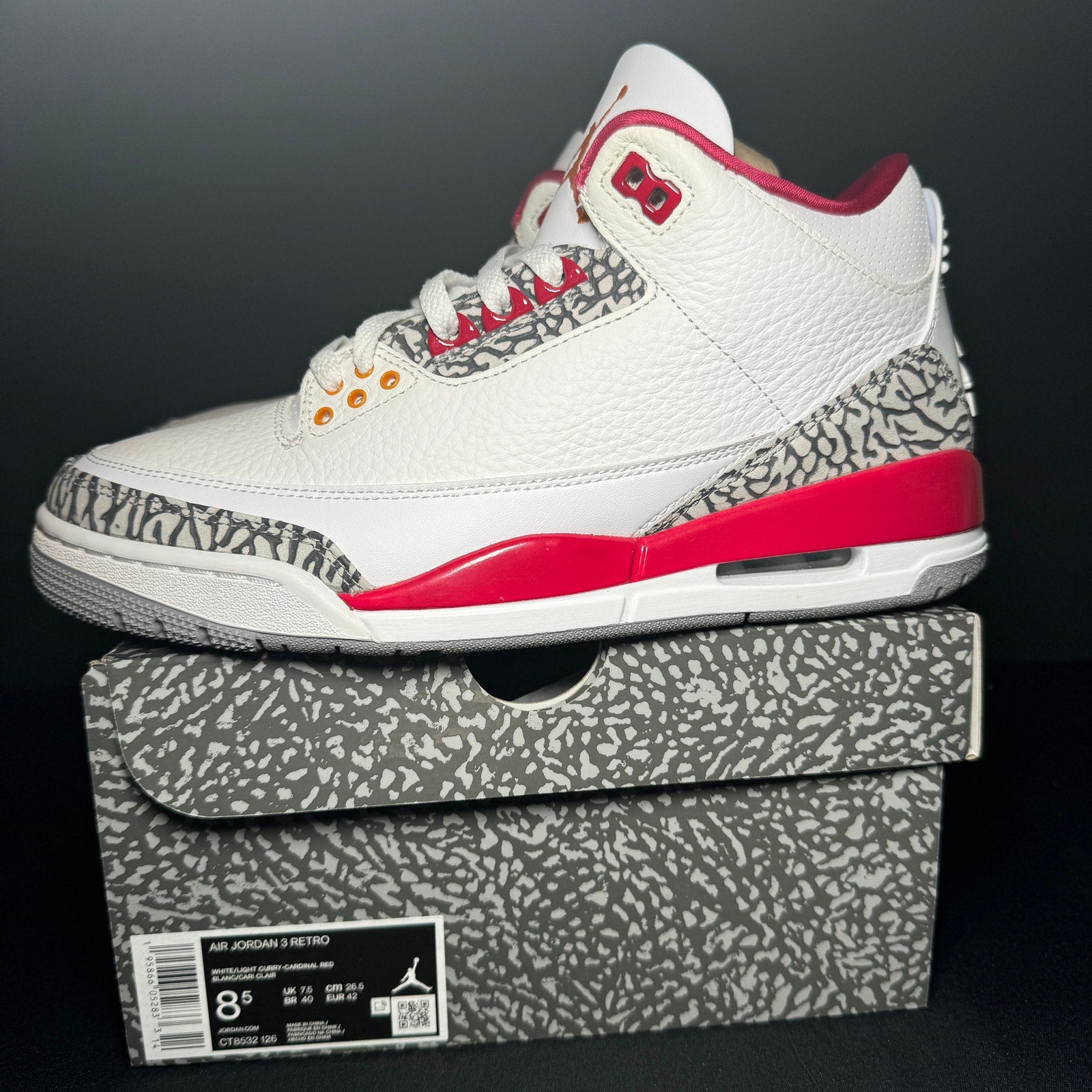 Air Jordan 3 Retro Cardinal Red Men's Shoes - Size 8.5