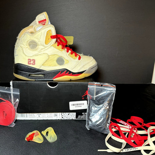 Off-White x Air Jordan 5 SP Sail Kids Shoes - Size 5