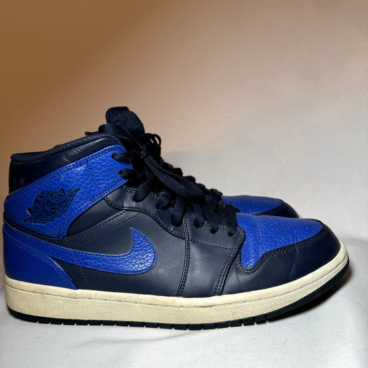 Air Jordan 1 Retro Mid Obsidian Royal Men's Shoes - Size 10