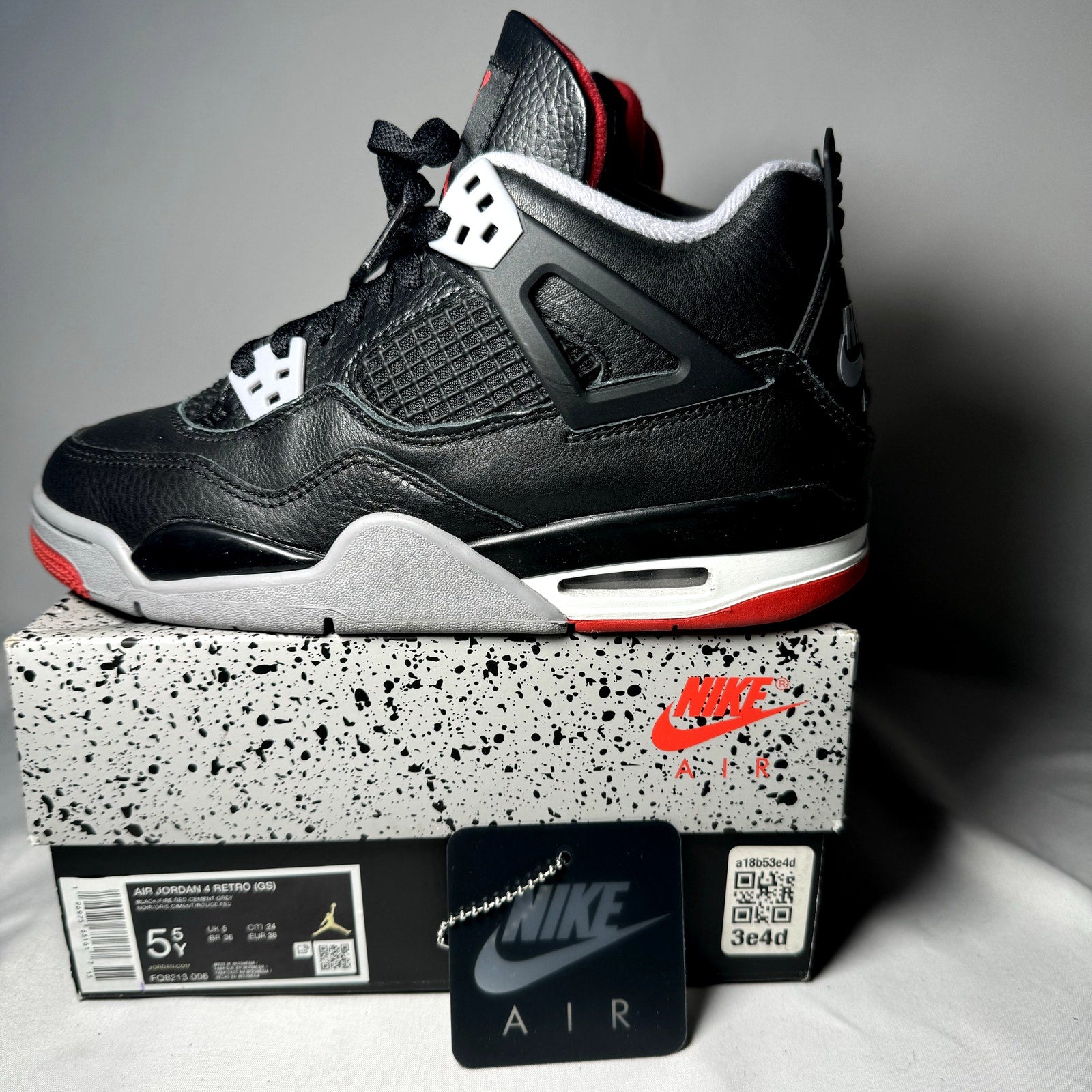 Air Jordan 4 Retro GS Bred Reimagined Kids Shoes - Size 5.5