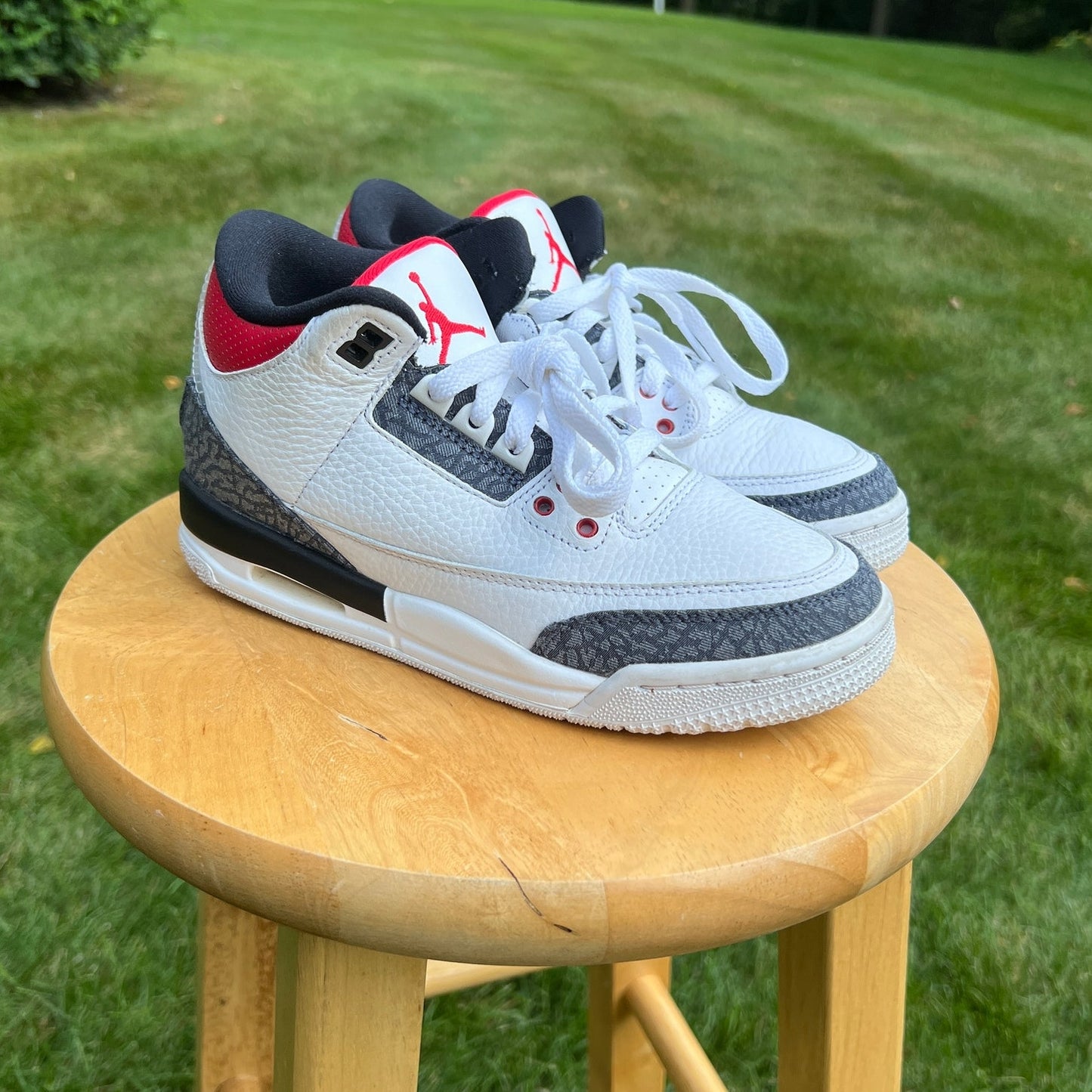 Air Jordan 3 Retro Denim SE GS Fire Red Men's Shoes - Size 4.5