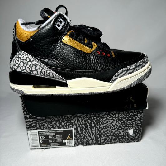 Air Jordan 3 Retro Black Gold 2022 Women's Shoes  - Size 7.5