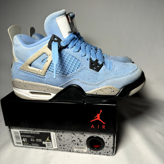 Air Jordan 4 Retro GS University Blue Kids Shoes - Size 4.5