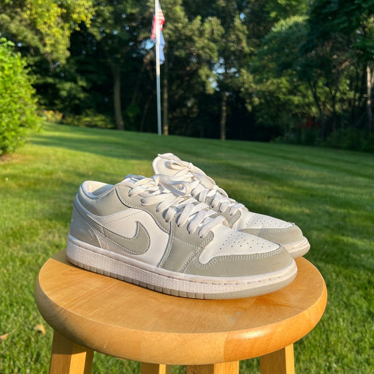 Wmns Air Jordan 1 Low White Wolf Grey Women's Shoes - Size 8.5