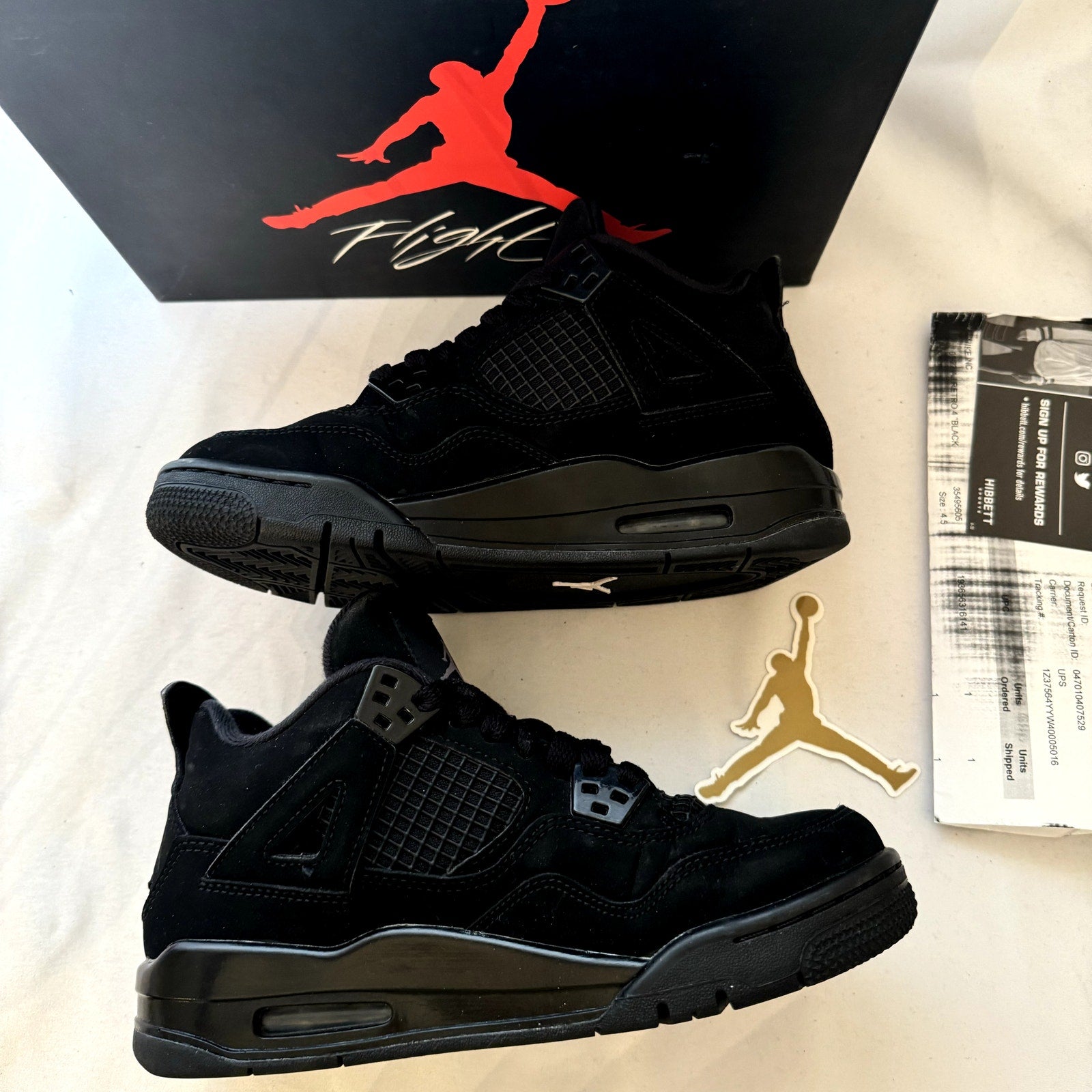 Air Jordan 4 Retro GS Black Cat 2020 Kids Shoes - Size 4.5