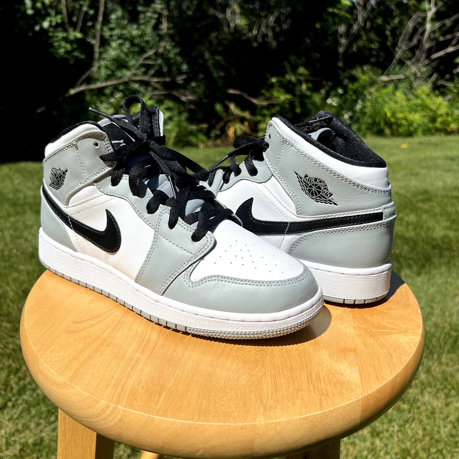 Air Jordan 1 Mid GS Light Smoke Grey Kids Shoes - Size 7