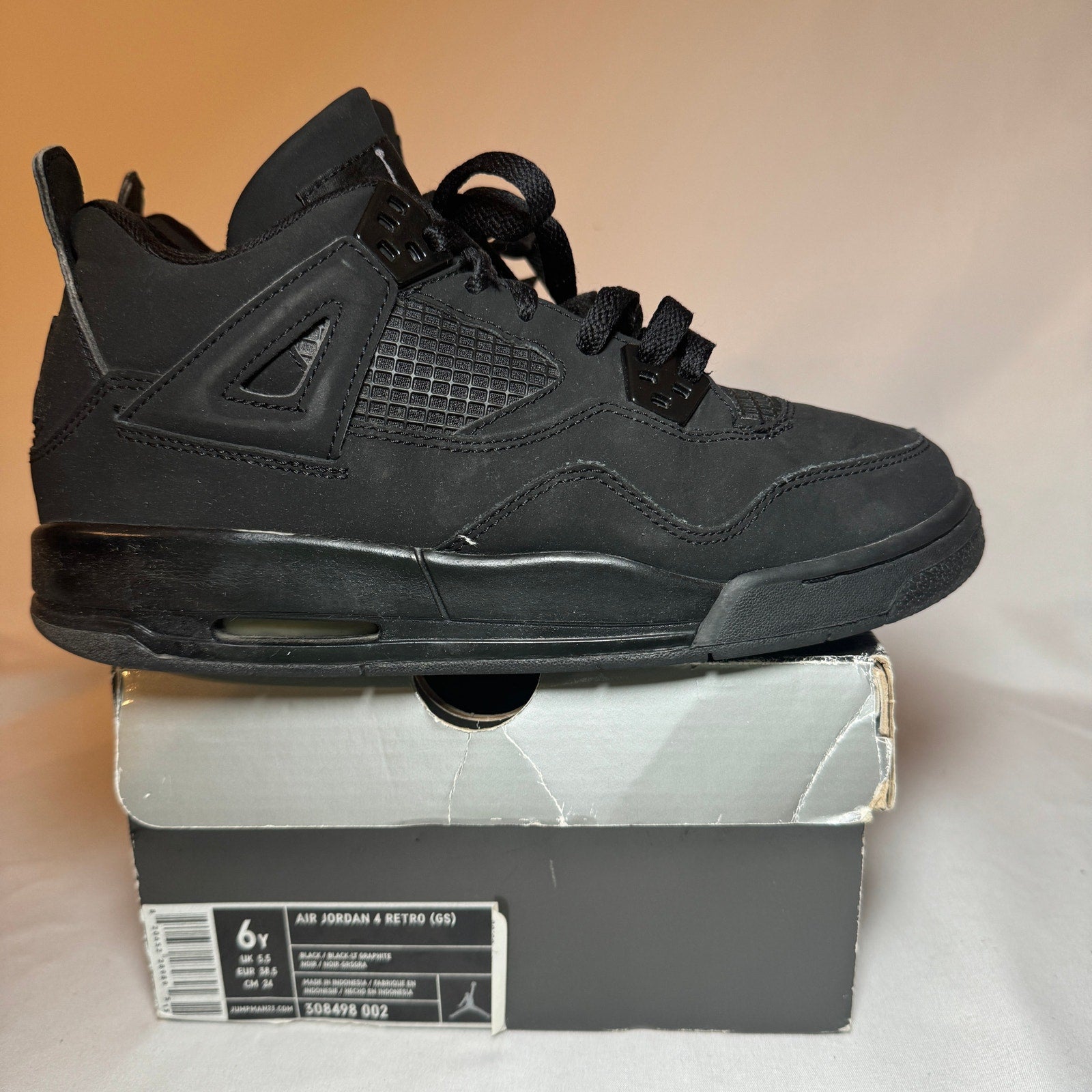 Air Jordan 4 Retro GS Black Cat 2006 Kids Shoes - Size 6