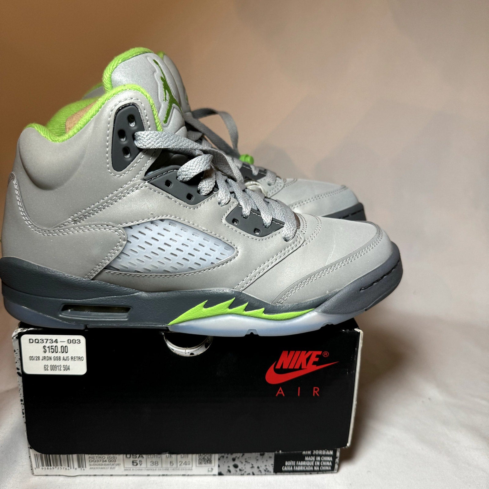 Air Jordan 5 Retro GS Green Bean 2022 Kids Shoes - Size 5.5