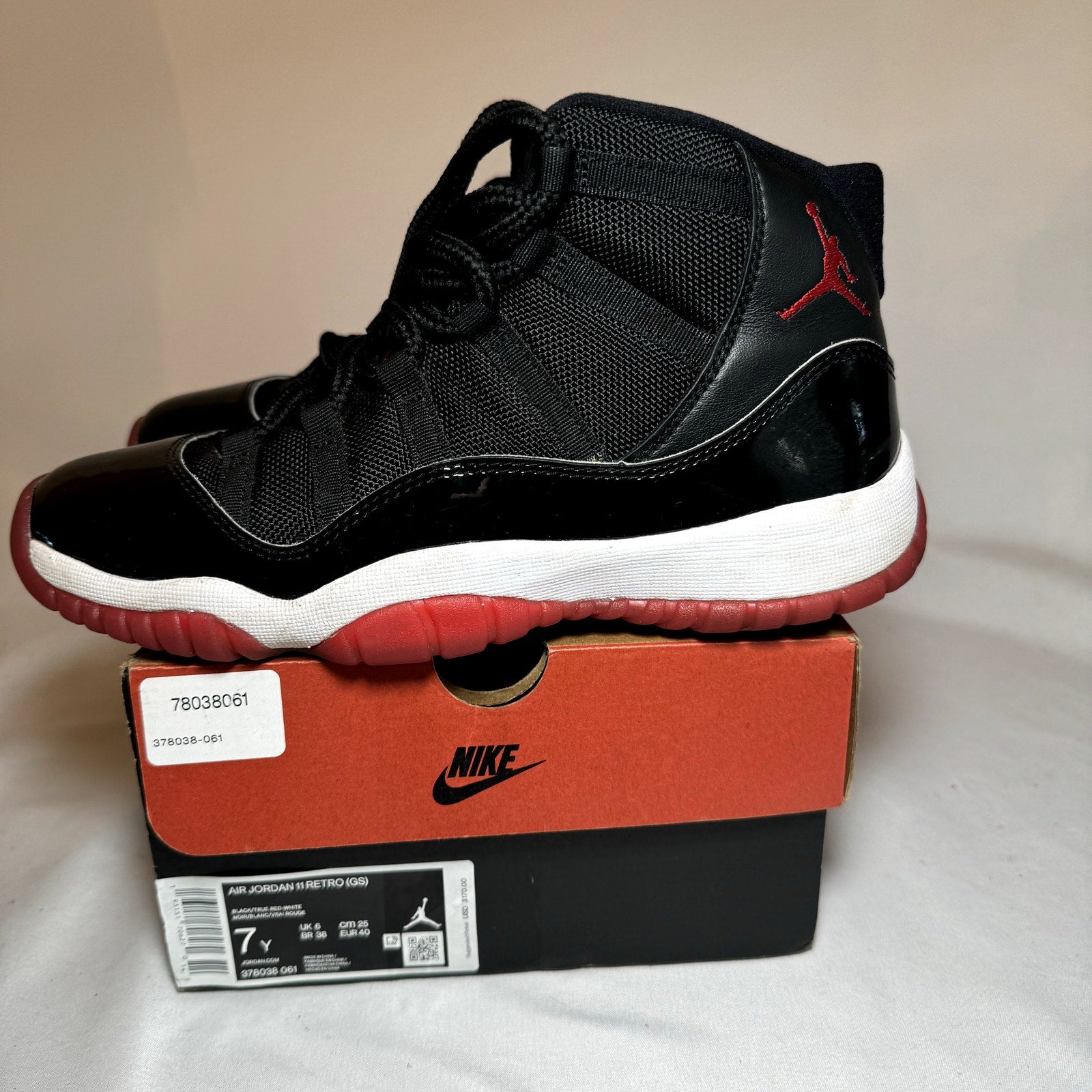 Air Jordan 11 Retro GS Bred 2019 Kids Shoes - Size 7