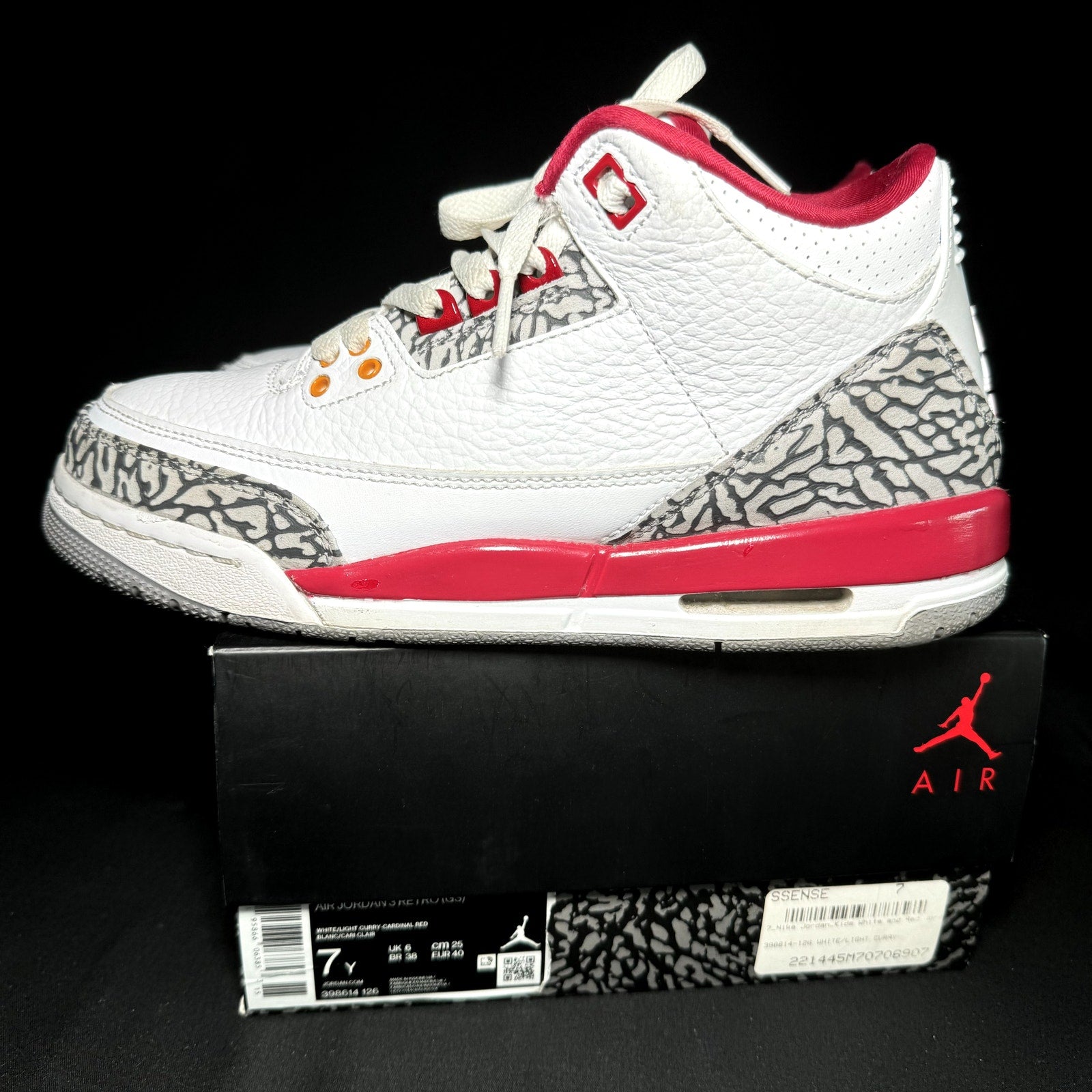 Air Jordan 3 Retro GS Cardinal Red 2022 Kids Shoes - Size 7