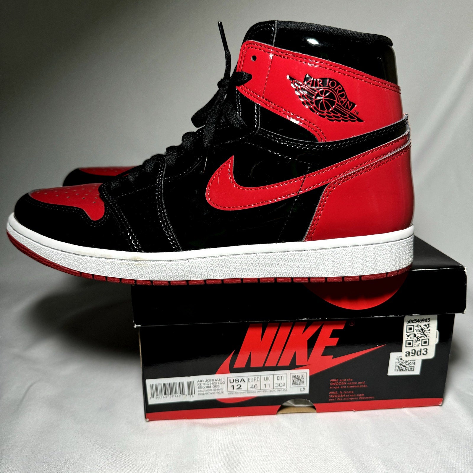 Air Jordan 1 Retro High OG Patent Bred Men's Shoes - Size 12