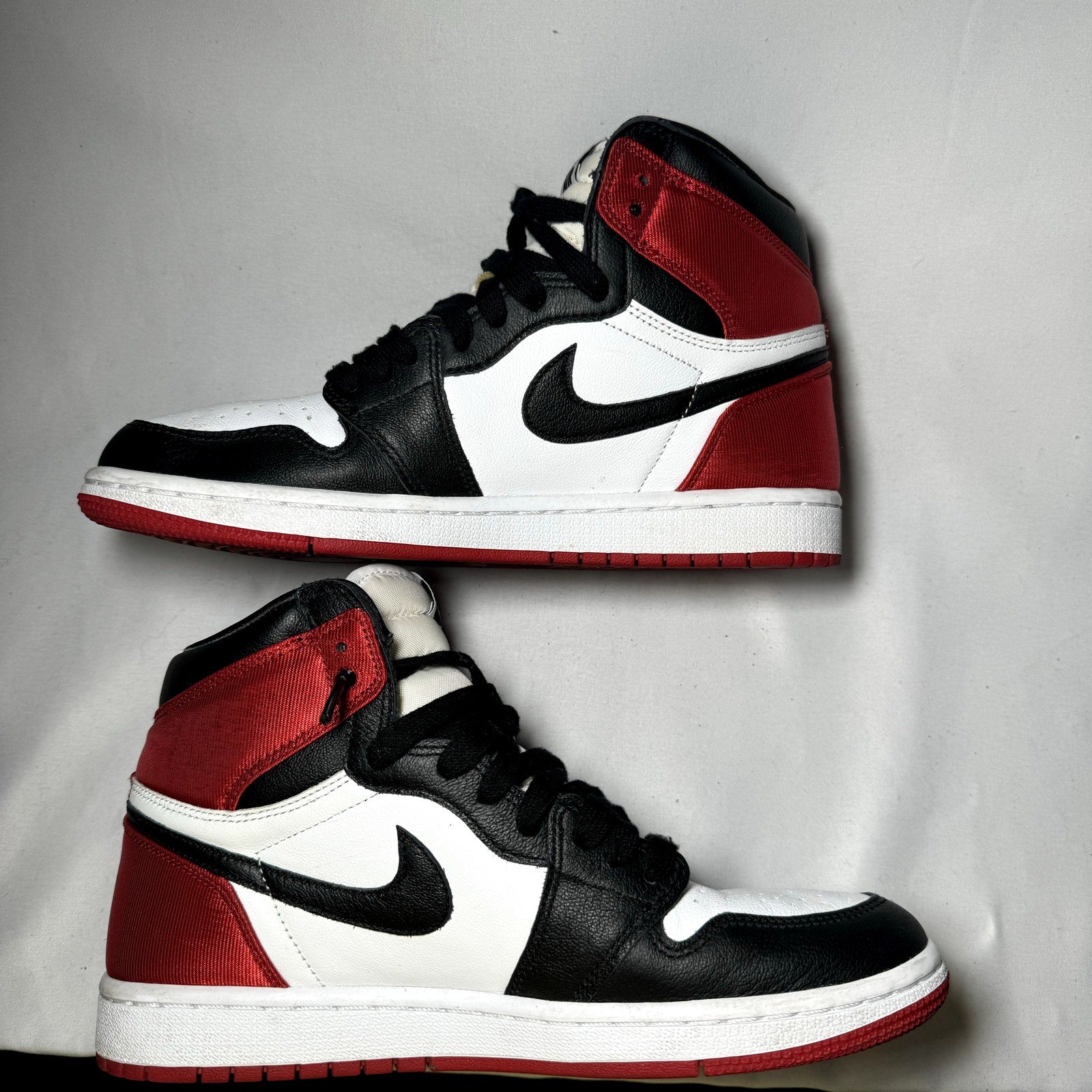 Air Jordan 1 Retro High Satin Black Toe Women's Shoes - Size 9