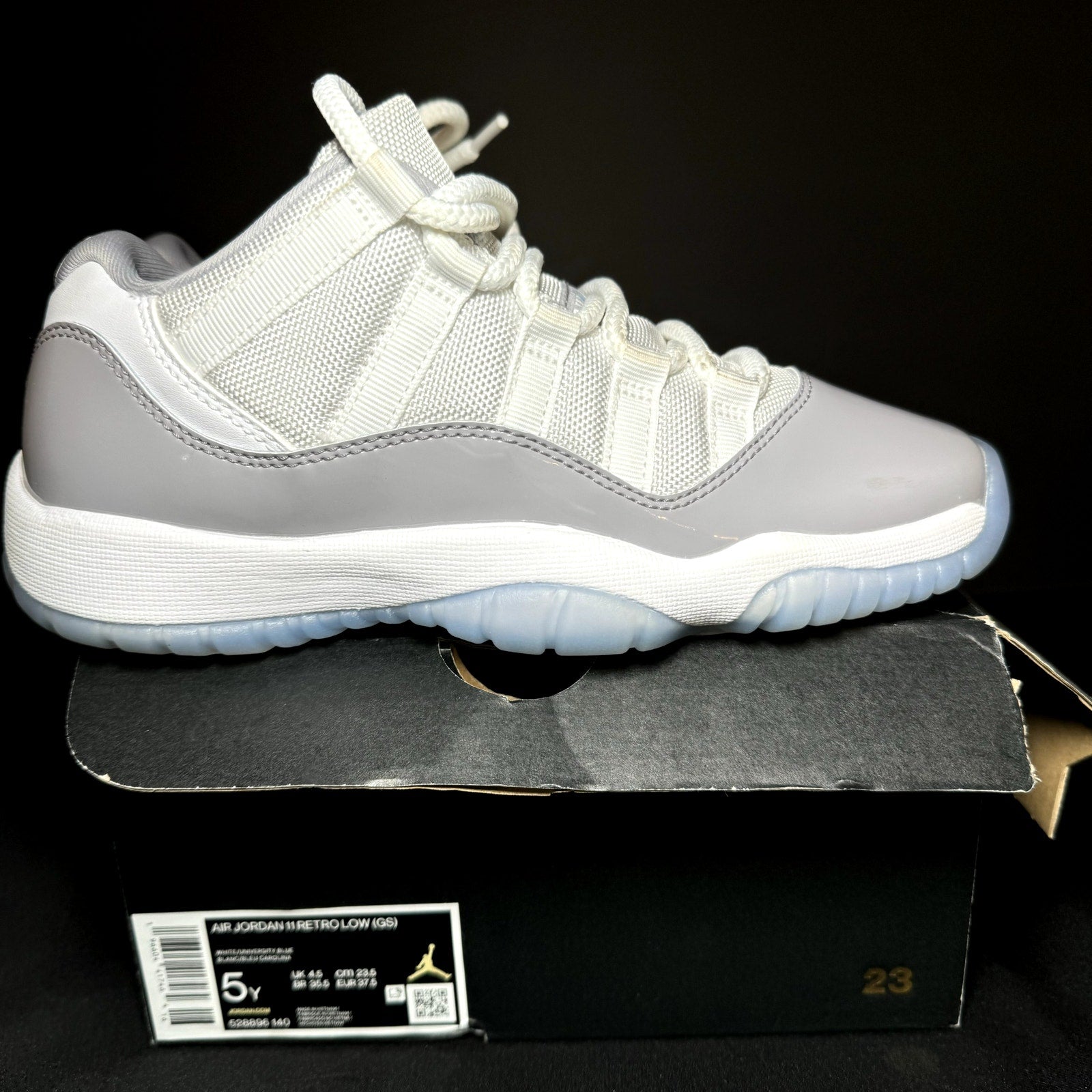 Air Jordan 11 Retro Low GS Cement Grey Kids Shoes - Size 5