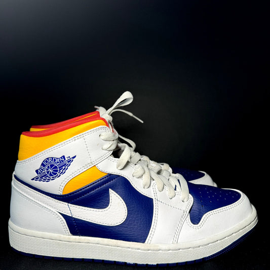 Air Jordan 1 Mid White Deep Royal Blue Men's Shoes - Size 9.5