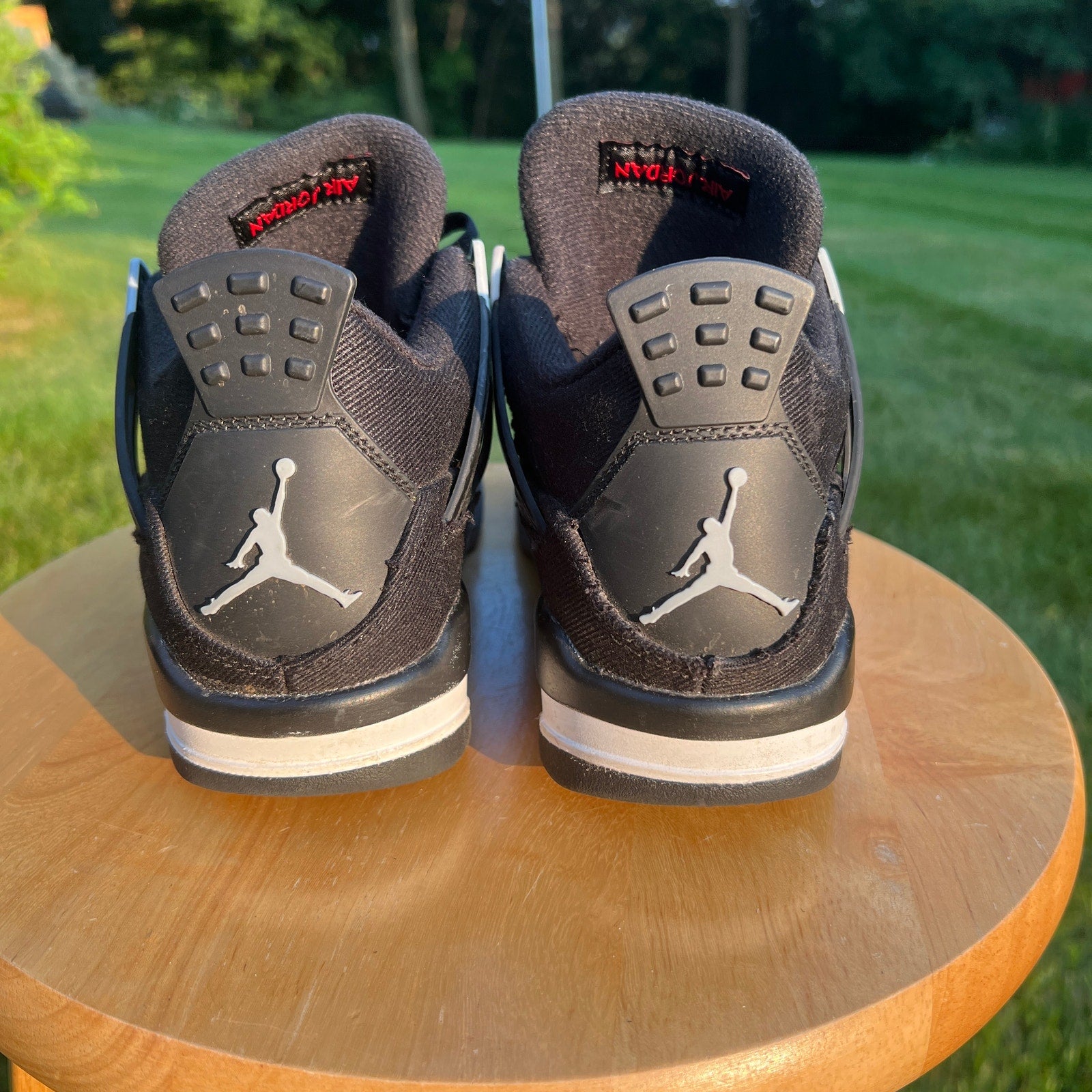 Air Jordan 4 Retro SE GS Black Canvas Kids Shoes - Size 4.5