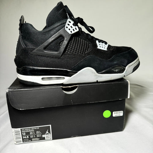 Air Jordan 4 Retro SE Black Canvas 2022 Men's Shoes - Size 13