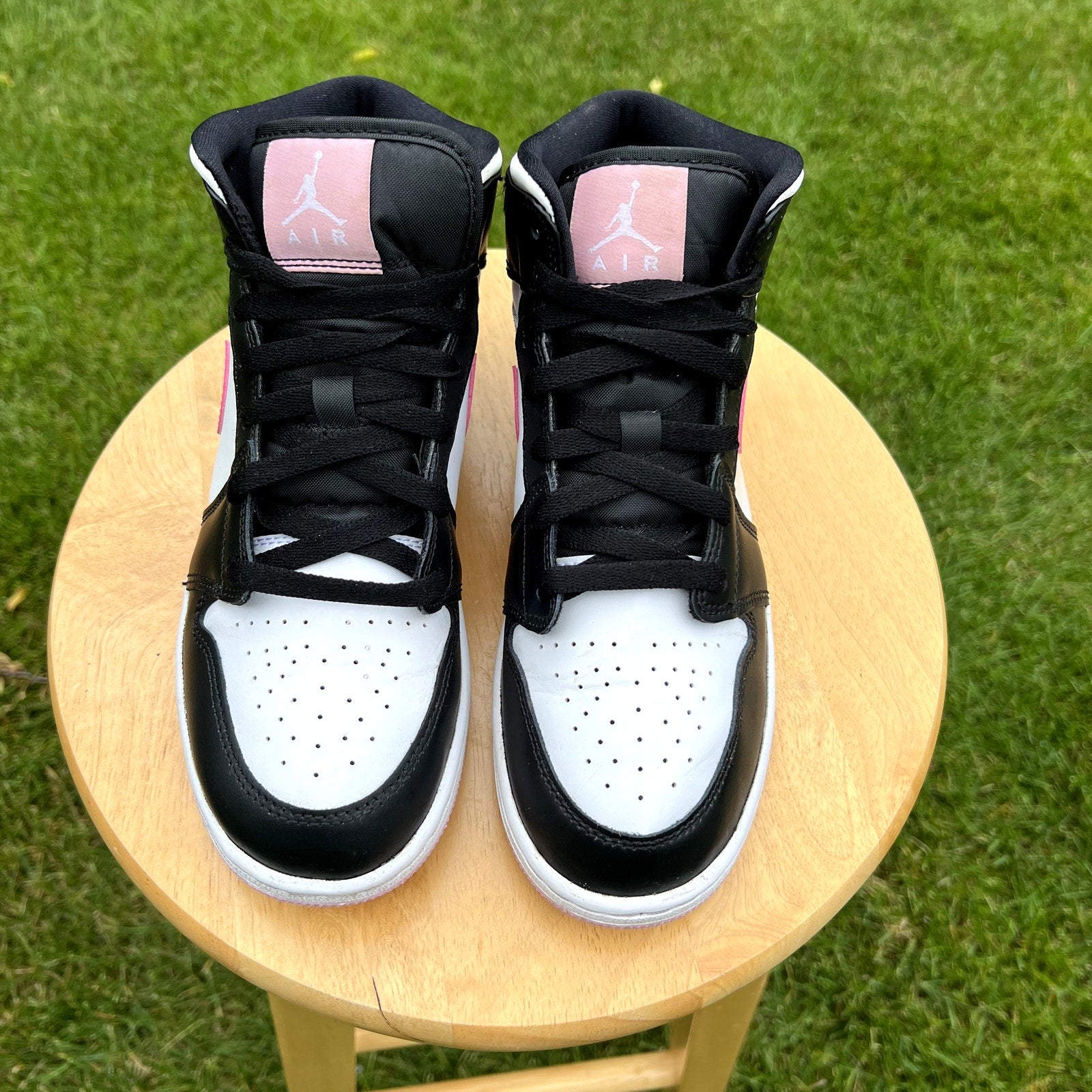 Air Jordan 1 Mid GS White Light Arctic Pink Kids Shoes - Size 7