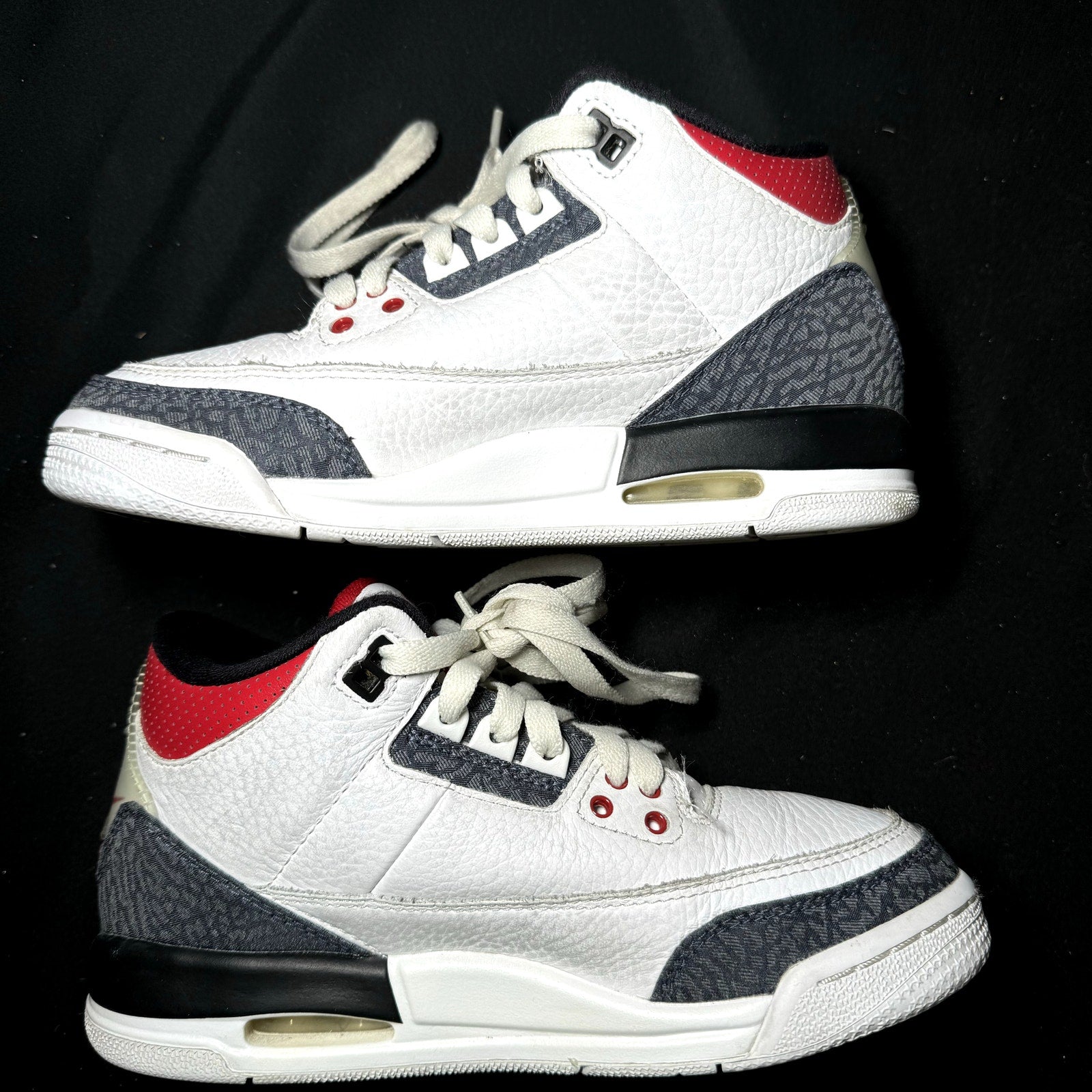 Air Jordan 3 Retro Denim SE GS Fire Red Kids Shoes - Size 4