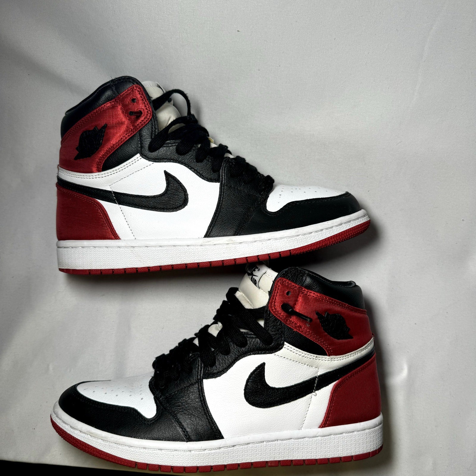 Air Jordan 1 Retro High Satin Black Toe Women's Shoes - Size 9