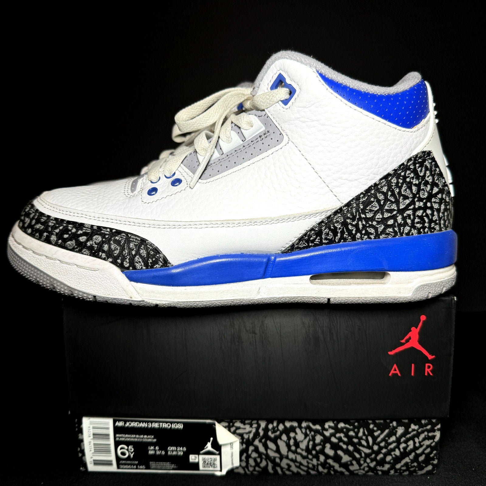 Air Jordan 3 Retro GS Racer Blue Kids Shoes - Size 6.5