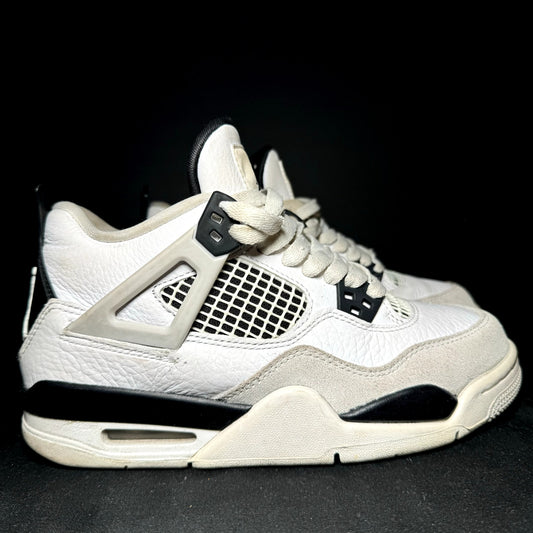 Air Jordan 4 Retro GS Military Black Kids Shoes - Size 4.5