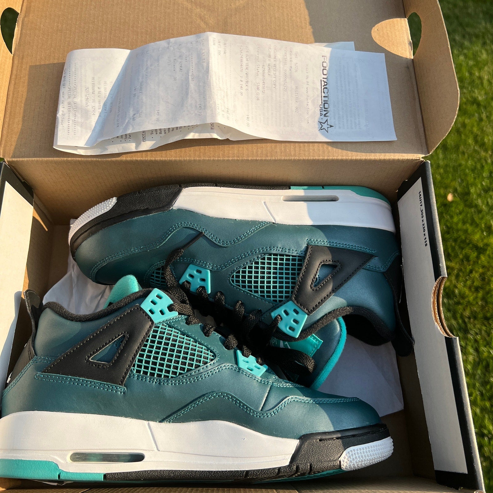 Air Jordan 4 Retro BG Teal Kids Shoes - Size 7