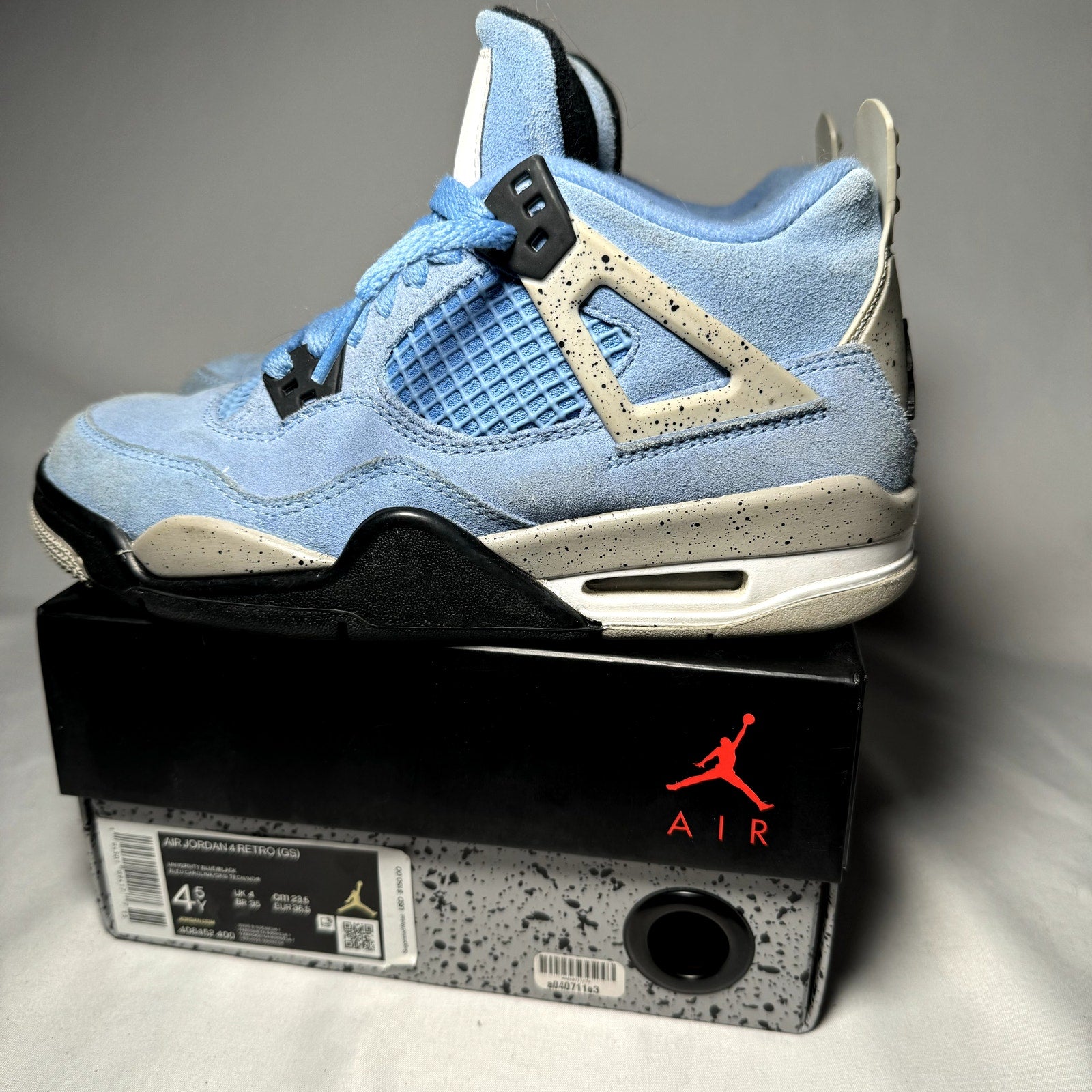 Air Jordan 4 Retro GS University Blue Kids Shoes - Size 4.5