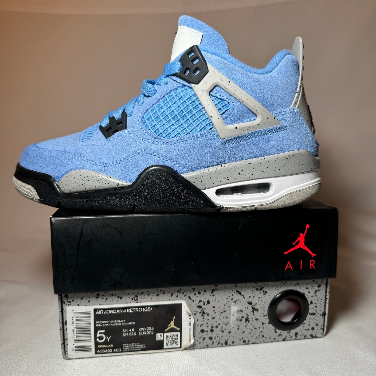 Air Jordan 4 Retro GS University Blue Kids Shoes - Size 5