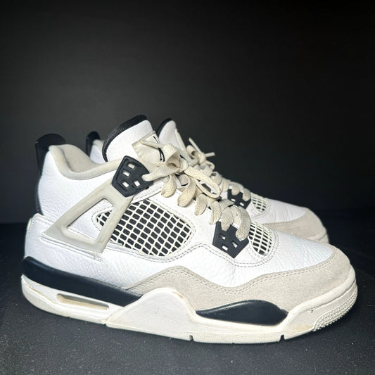 Air Jordan 4 Retro GS Military Black Kids Shoes - Size 4.5