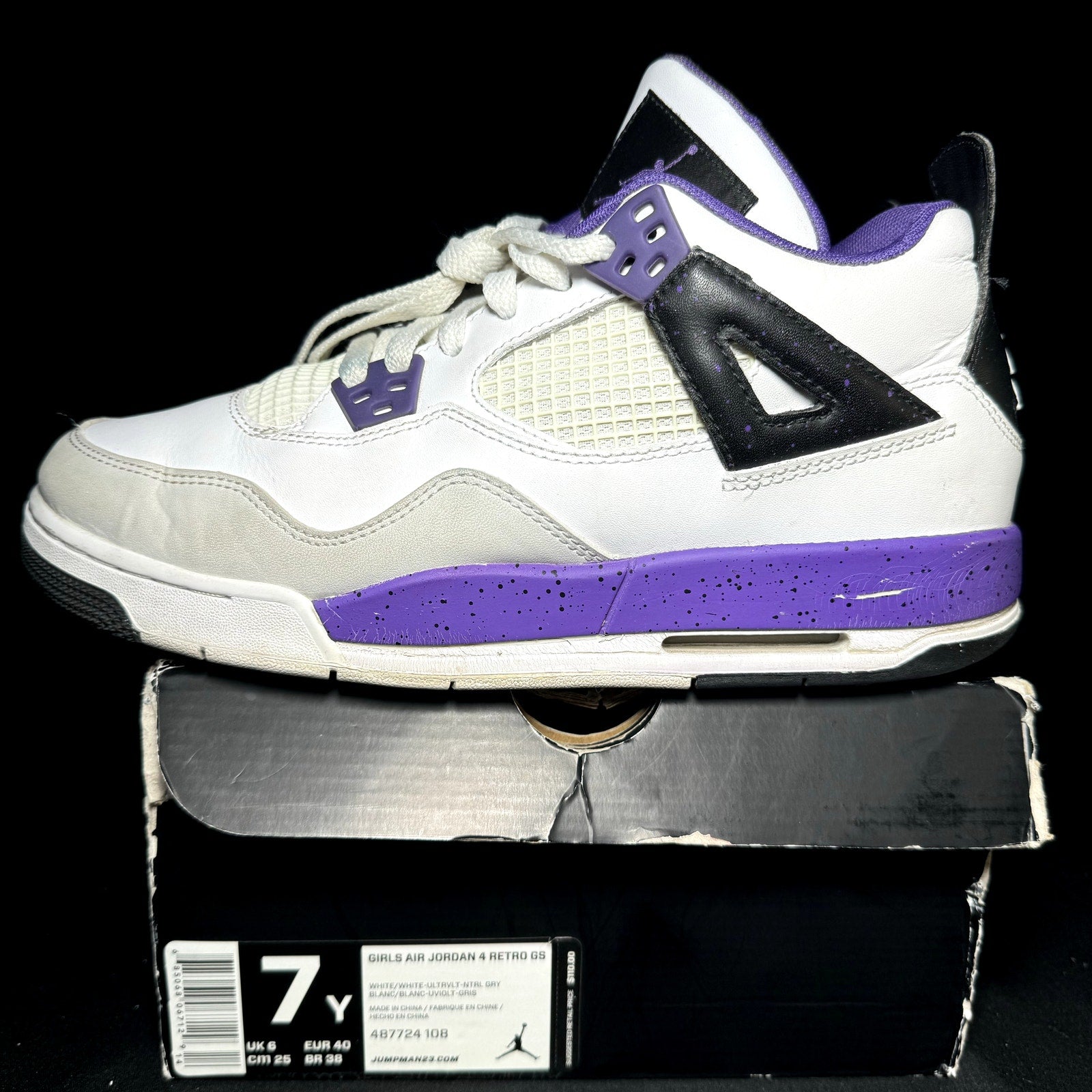 Air Jordan 4 Retro GS Ultraviolet Kids Shoes - Size 7