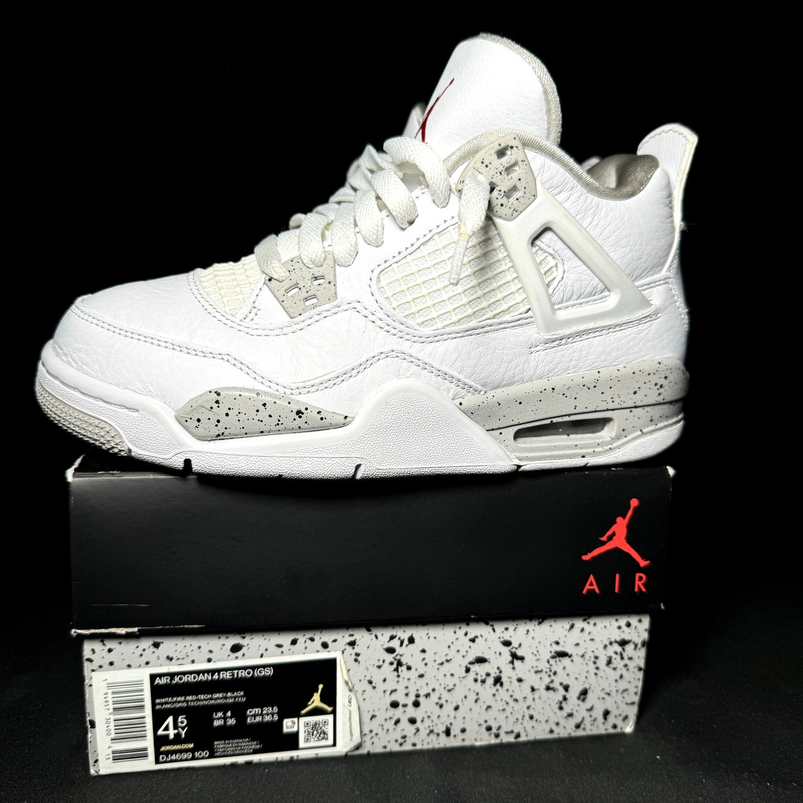 Air Jordan 4 Retro GS White Oreo 2021 Kids Shoes - Size 4.5