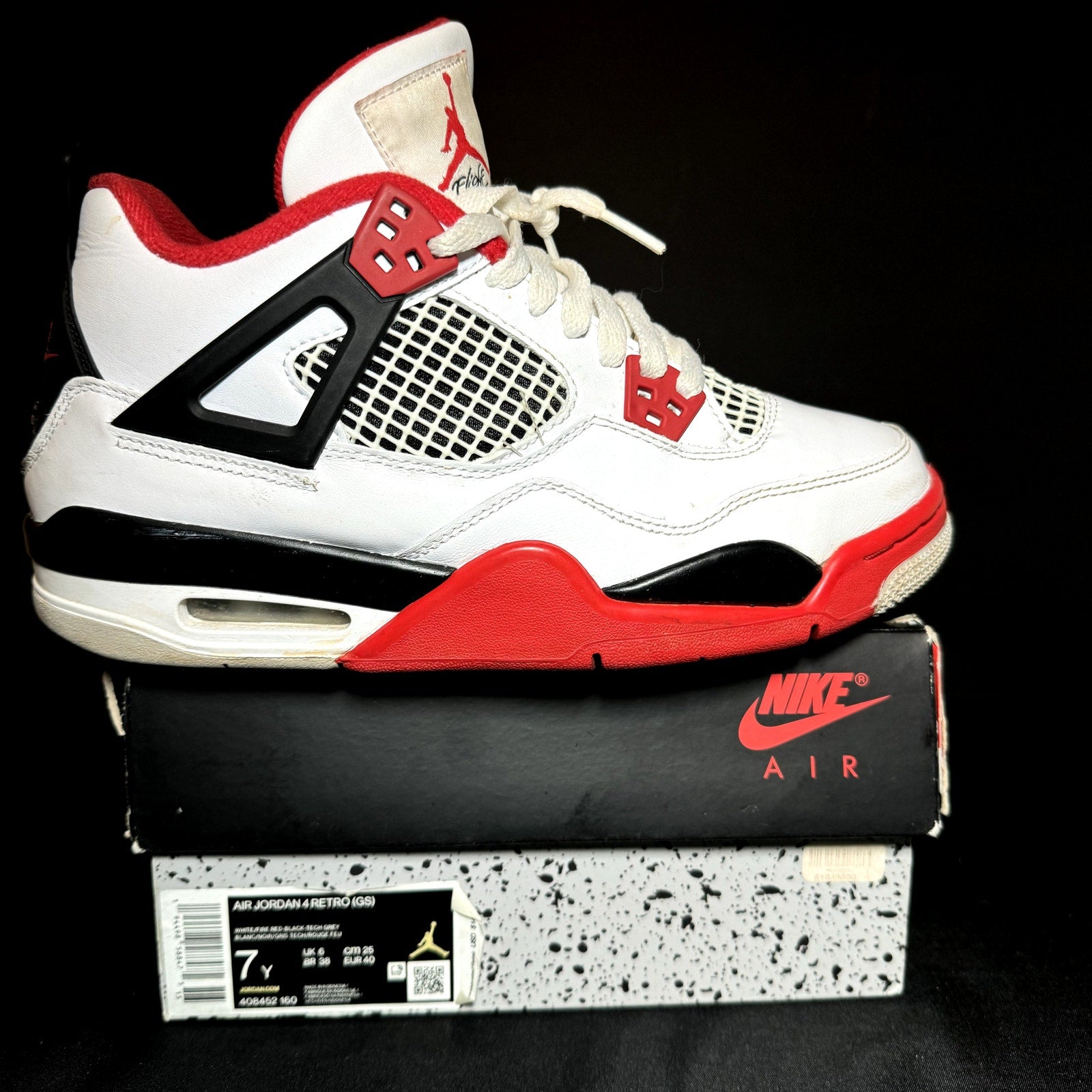 Air Jordan 4 Retro OG GS Fire Red 2020 Kids Shoes - Size 7