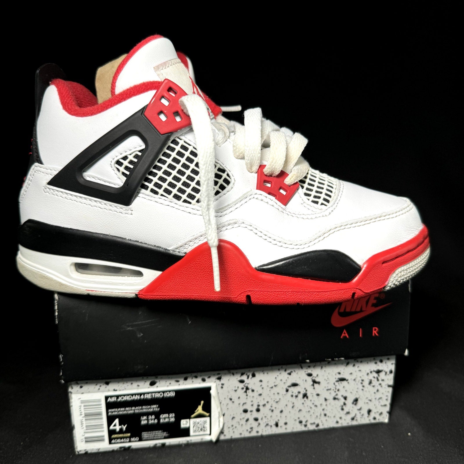 Air Jordan 4 Retro OG GS Fire Red 2020 Kids Shoes - Size 4