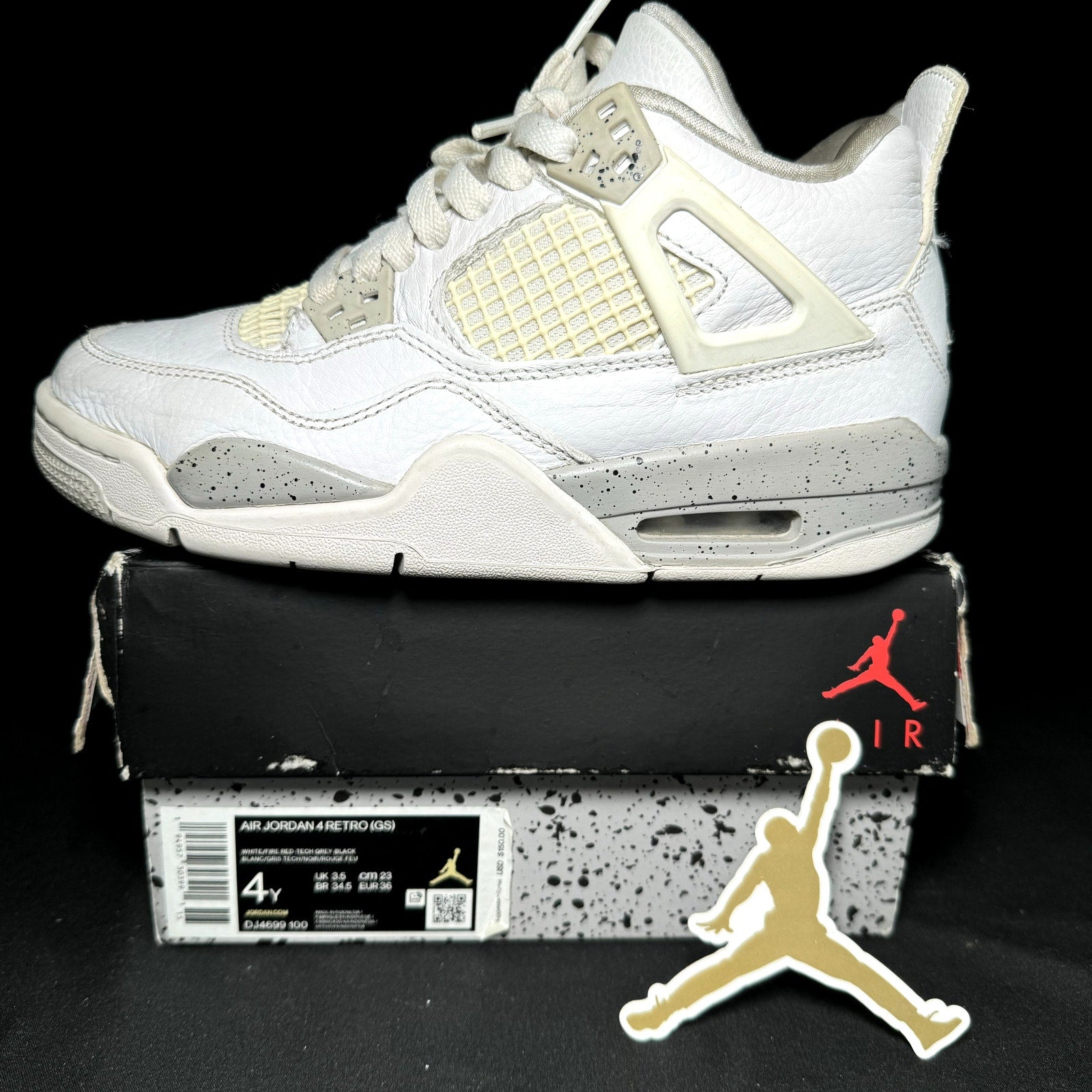 Air Jordan 4 Retro White Oreo 2021 Kids Shoes - Size 4