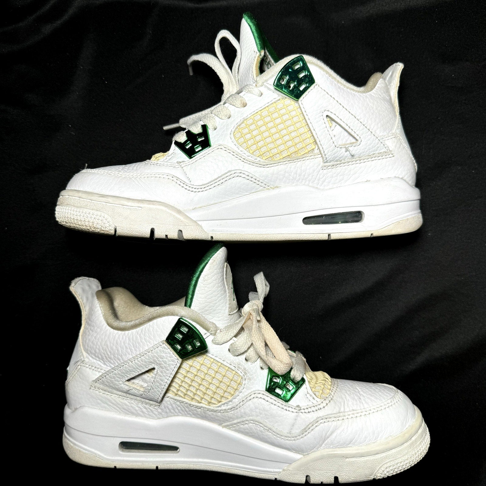 Air Jordan 4 Retro GS Green Metallic Kids Shoes - Size 5.5