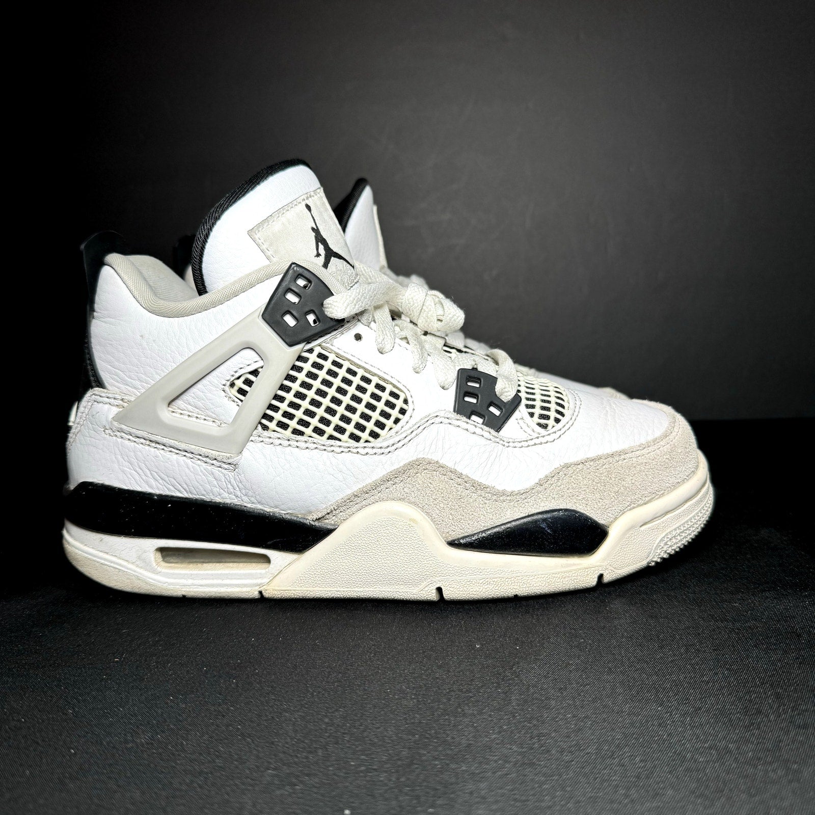 Air Jordan 4 Retro GS Military Black Kids Shoes - Size 4