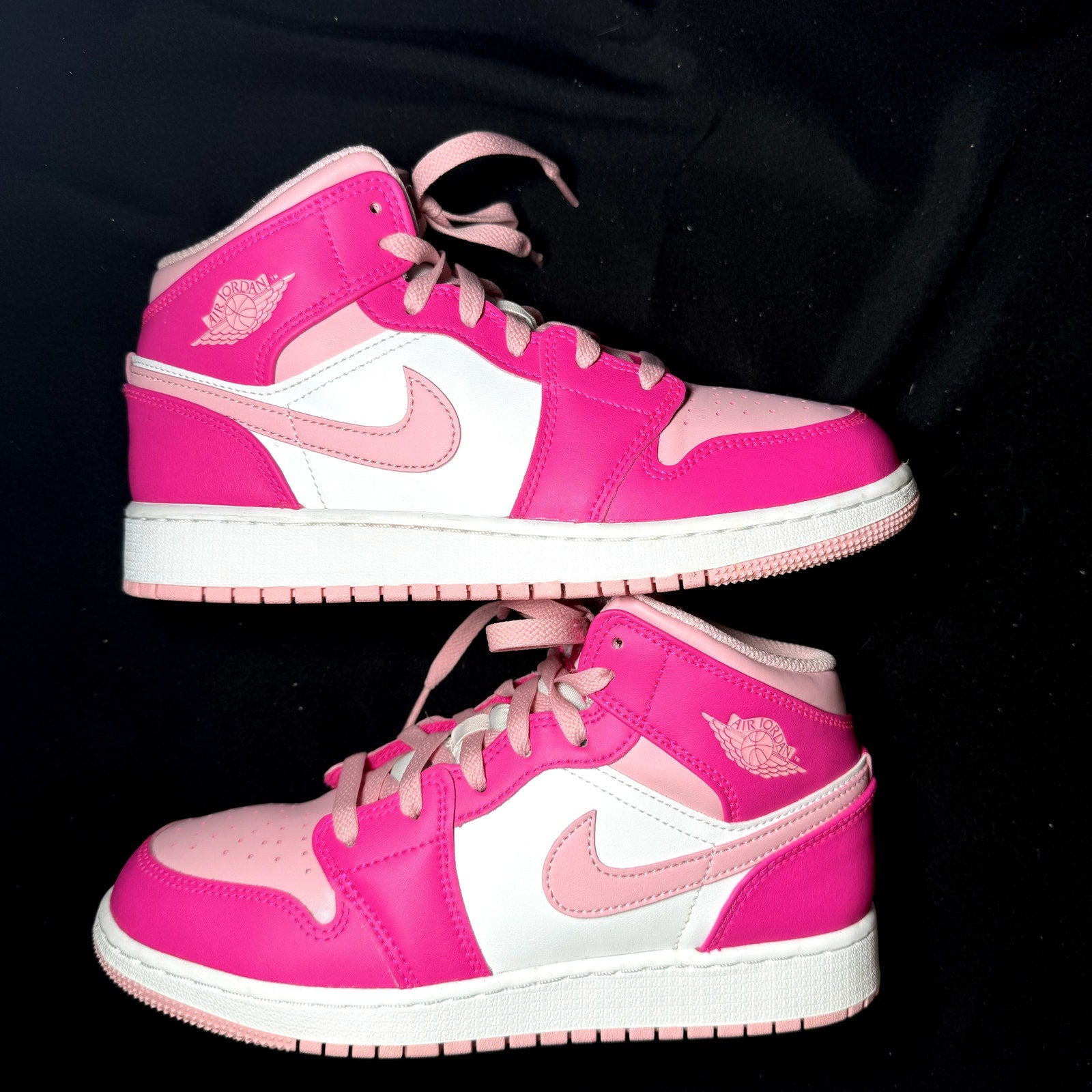 Air Jordan 1 Mid GS Fierce Pink Kids Shoes - Size 6