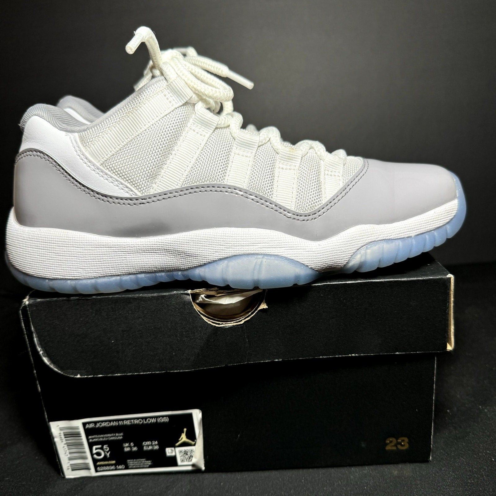 Air Jordan 11 Retro Low GS Cement Grey Kids Shoes - Size 5.5