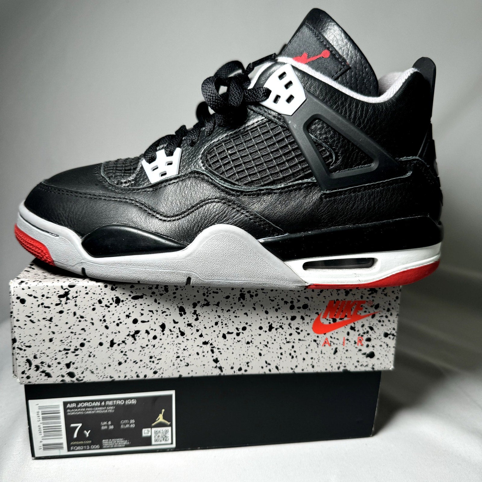 Air Jordan 4 Retro GS Bred Reimagined Kids Shoes - Size 7