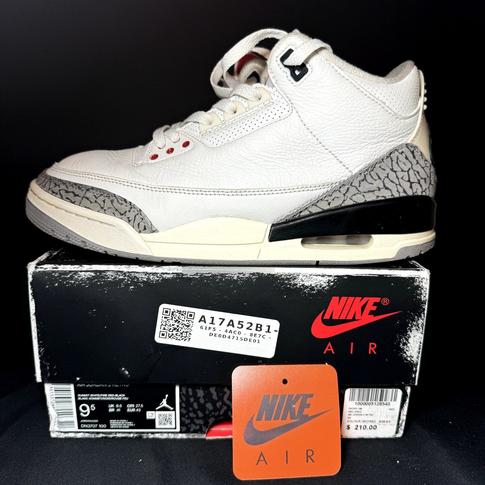 Air Jordan 3 Retro White Cement Reimagined Men's Shoes - Size 9.5