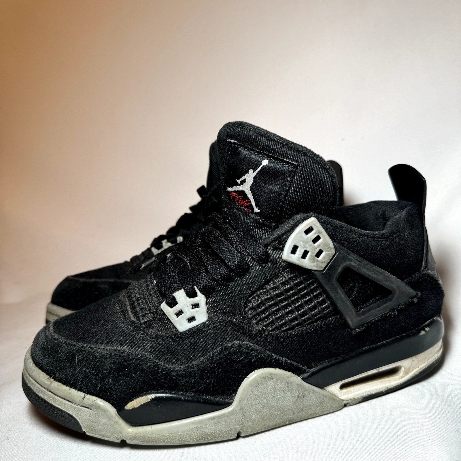 Air Jordan 4 Retro SE GS Black Canvas Kids Shoes - Size 5.5