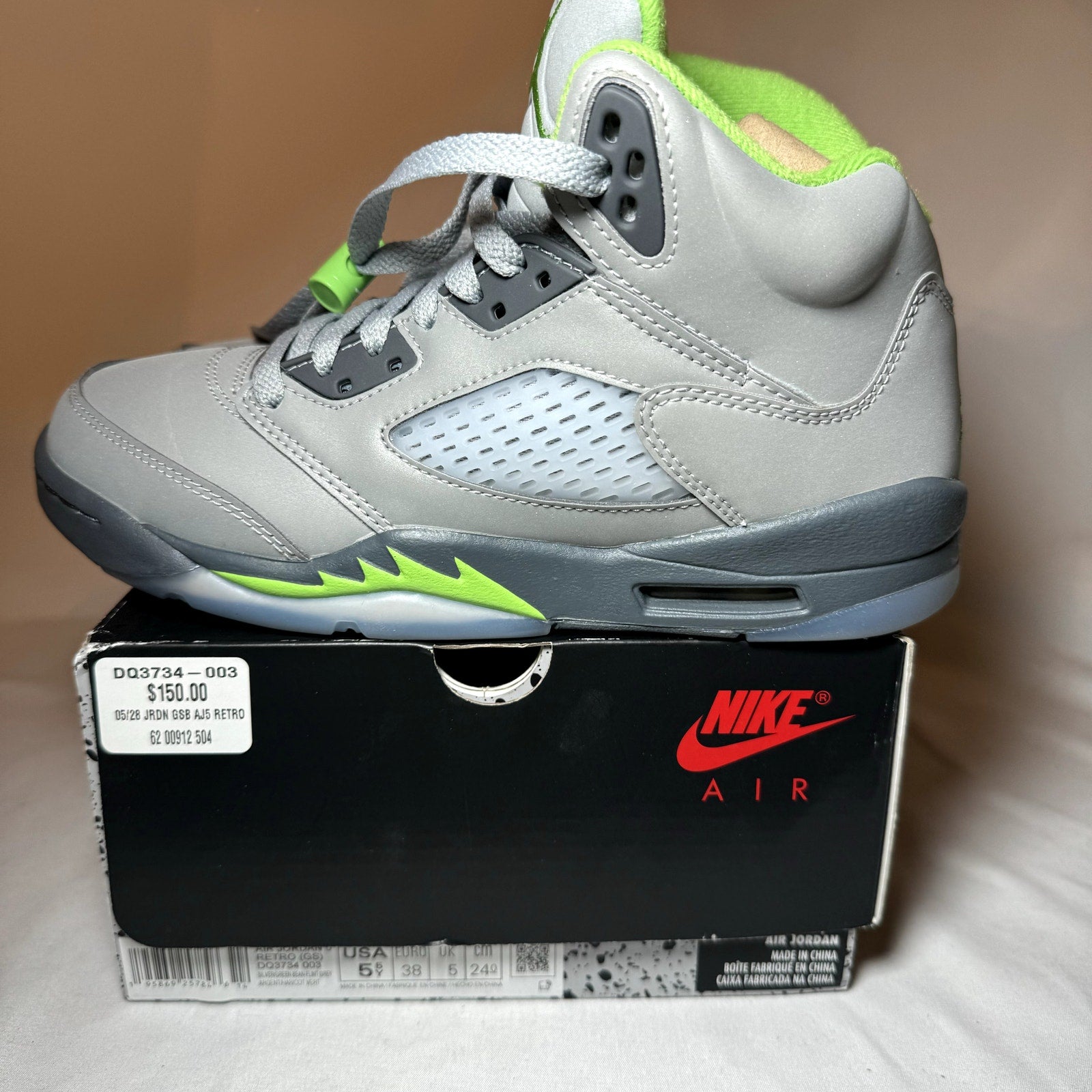 Air Jordan 5 Retro GS Green Bean 2022 Kids Shoes - Size 5.5