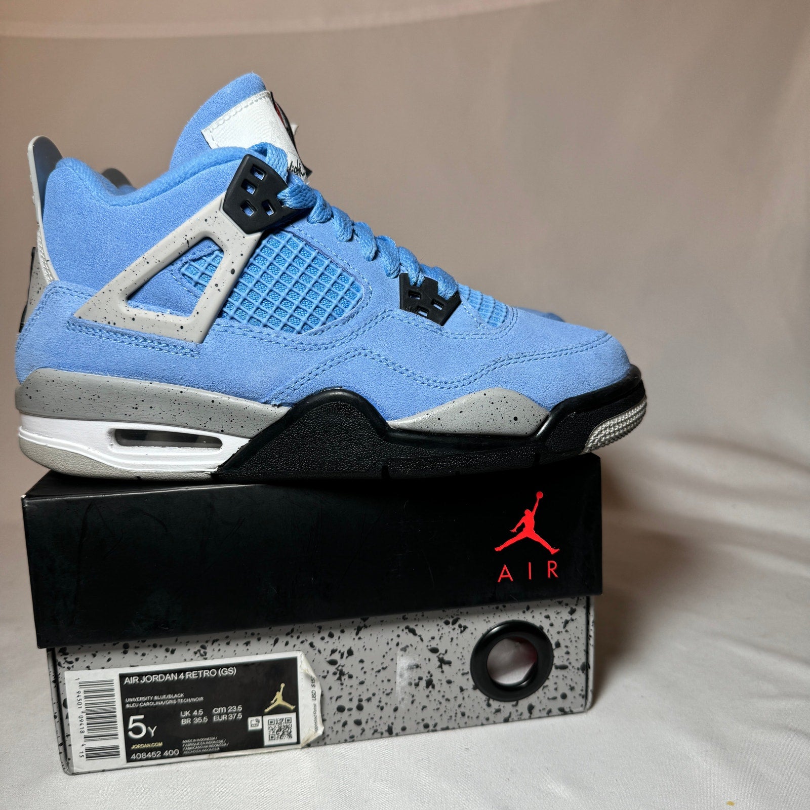 Air Jordan 4 Retro GS University Blue Kids Shoes - Size 5