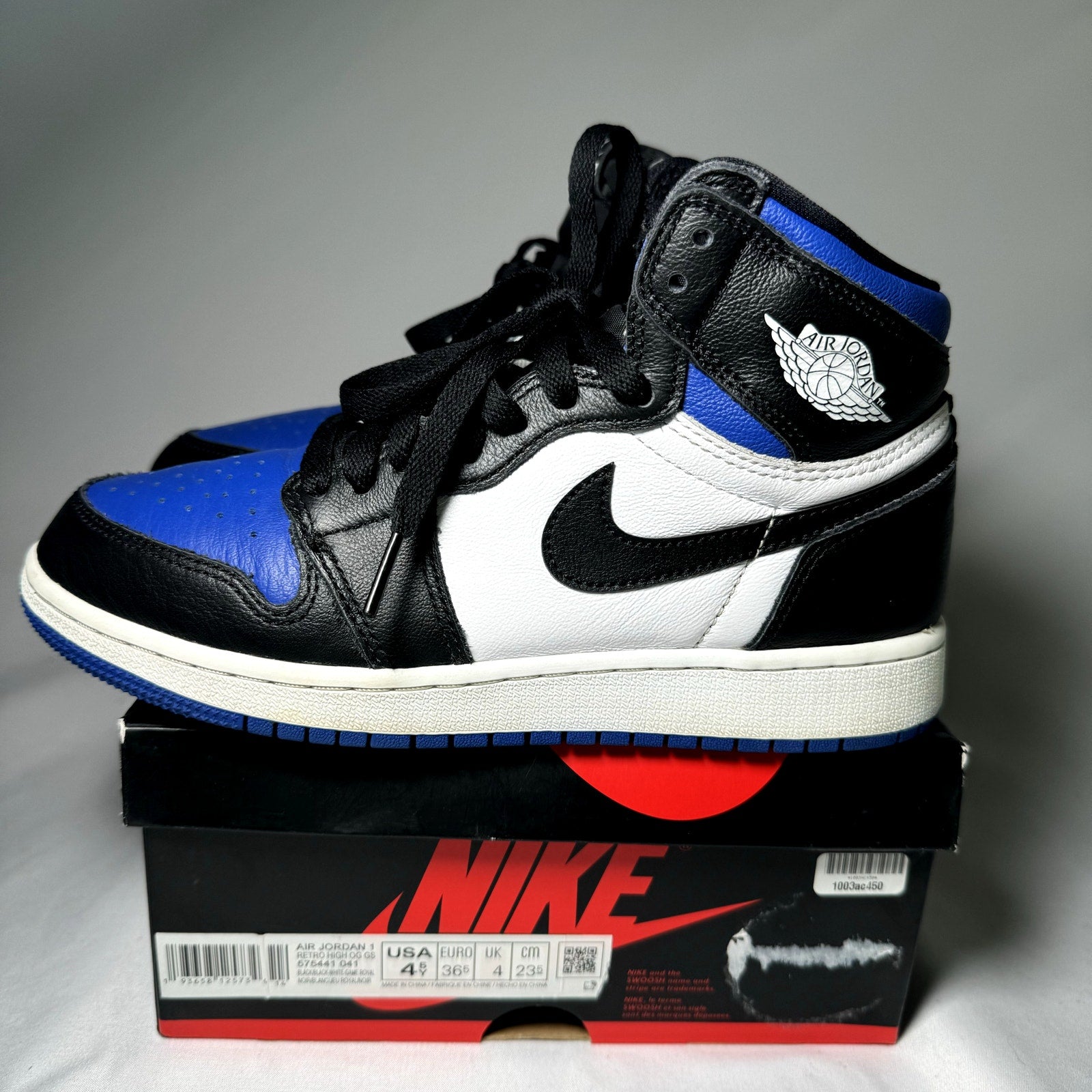 Air Jordan 1 Retro High OG GS Royal Toe 2020 Kids Shoes  - Size 4.5