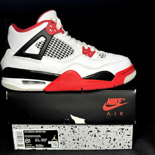 Air Jordan 4 Retro OG GS Fire Red 2020 Kids Shoes - Size 6.5